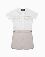 The Rupert Smocked Set in Oatmeal