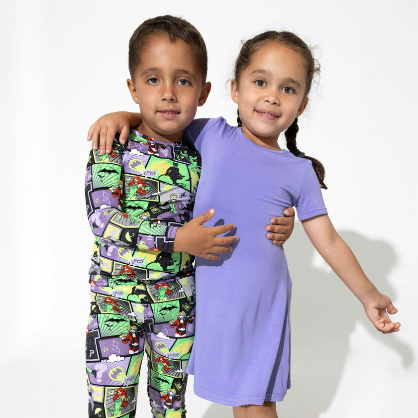 Poppin Purple Bamboo Girls' Short Sleeve Dress