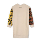Beige Animal Print Sweatshirt Dress
