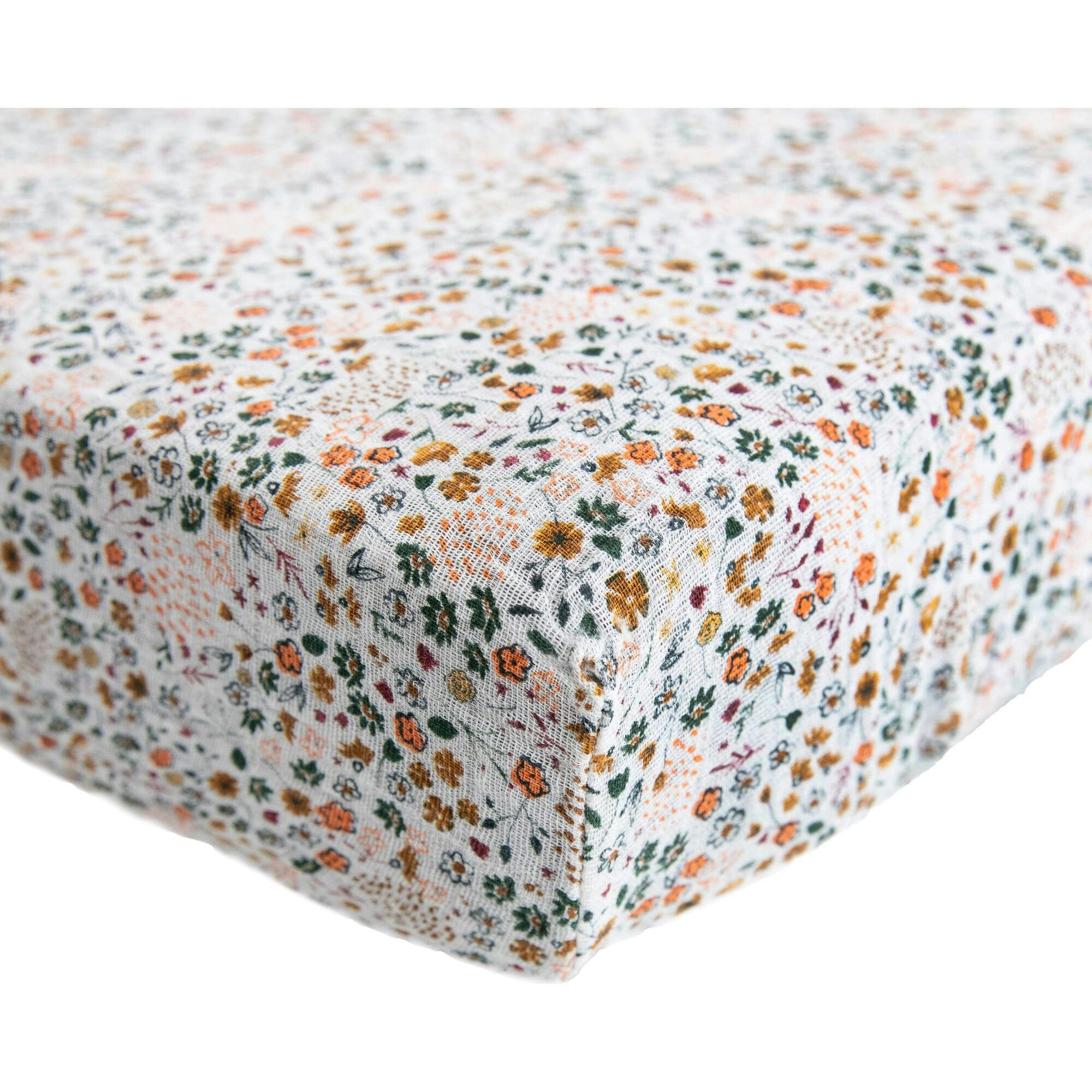 Cotton Muslin Crib Sheet - Pressed Petals