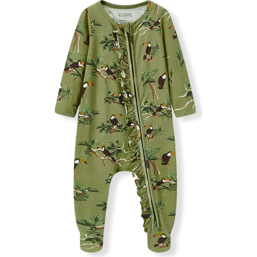 Cotton Stretch Ruffle Footed Romper