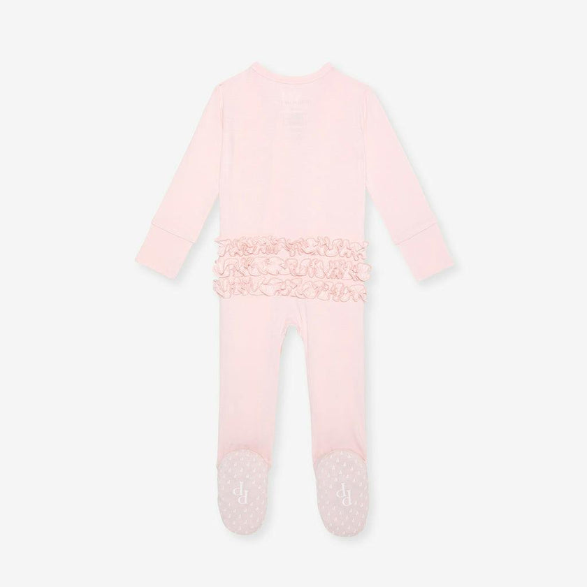 Sweet Pink Footie Ruffled Zippered One Piece
