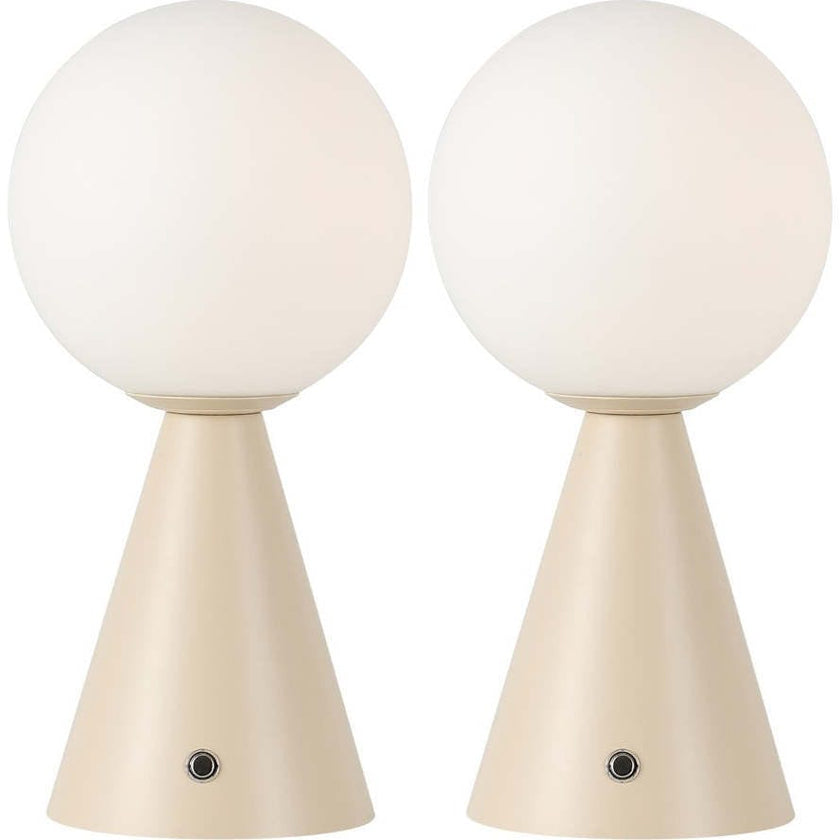 Macie 11.75" Modern Minimalist Globe Rechargeable/Cordless Dimmable Integrated LED Table Lamp with Touch Sensor Set 2