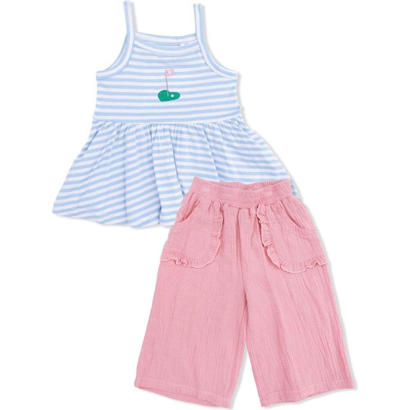 Striped Golf - Peplum Tank with Wide Leg Pant