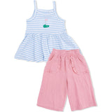 Striped Golf - Peplum Tank with Wide Leg Pant