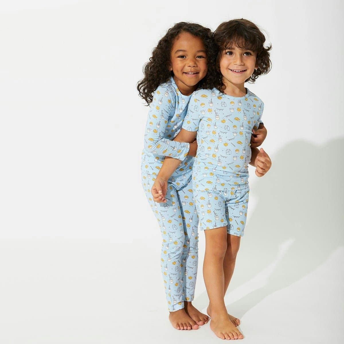 Milk & Cookies Blue Bamboo Kids Pajama Short Set