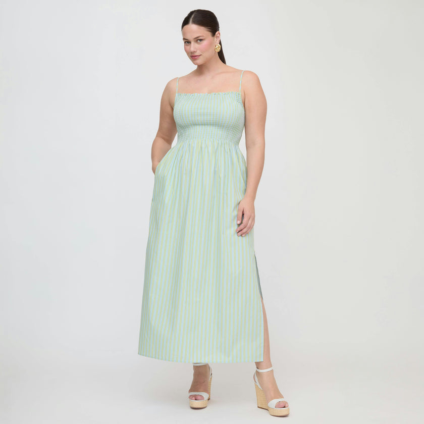 The Isabel Nap Dress - Blue/Green Stripe