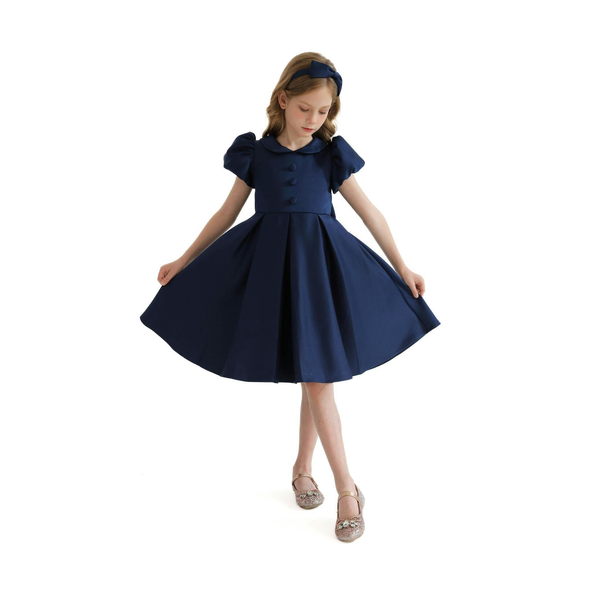 Navy Barrymore Teacup Button Dress