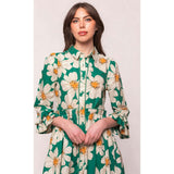 Bowie Dress in Green with White Floral