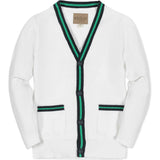 Organic Long Sleeve Tipped Cardigan Sweater, White