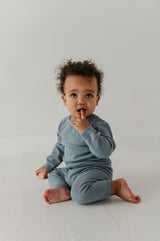Baby Boy Soft Knit Baby Set in Teal Marble