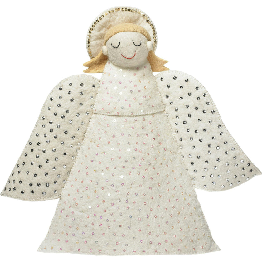 Handmade Hand Felted Wool Christmas Tree Topper - Extra Large Angel Arcadia Home