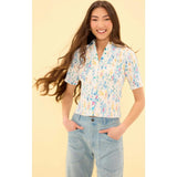 Elysia Top in Blue Bouquet Floral