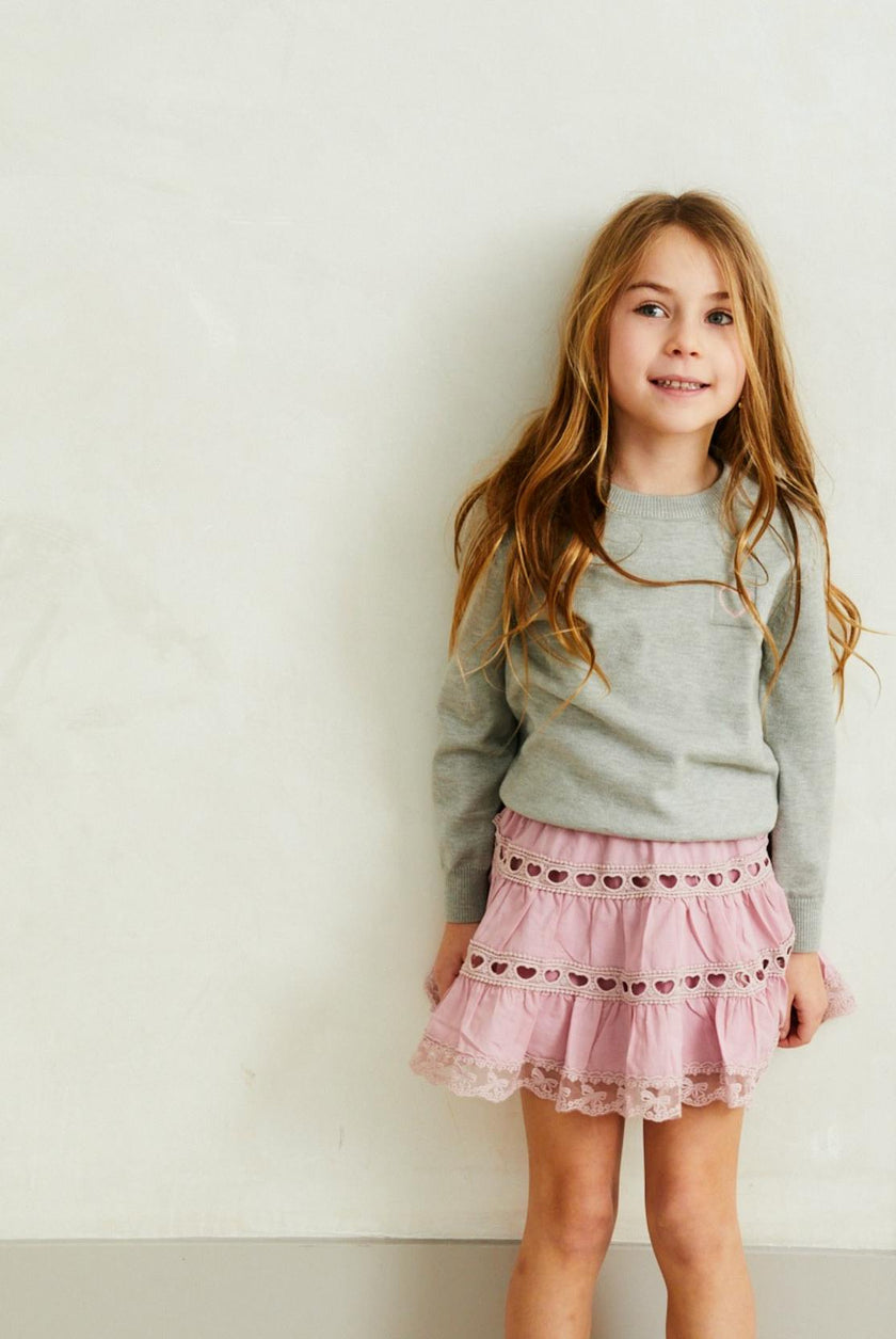 Sofia Heart Bow Lace Mini - Ballet Pink