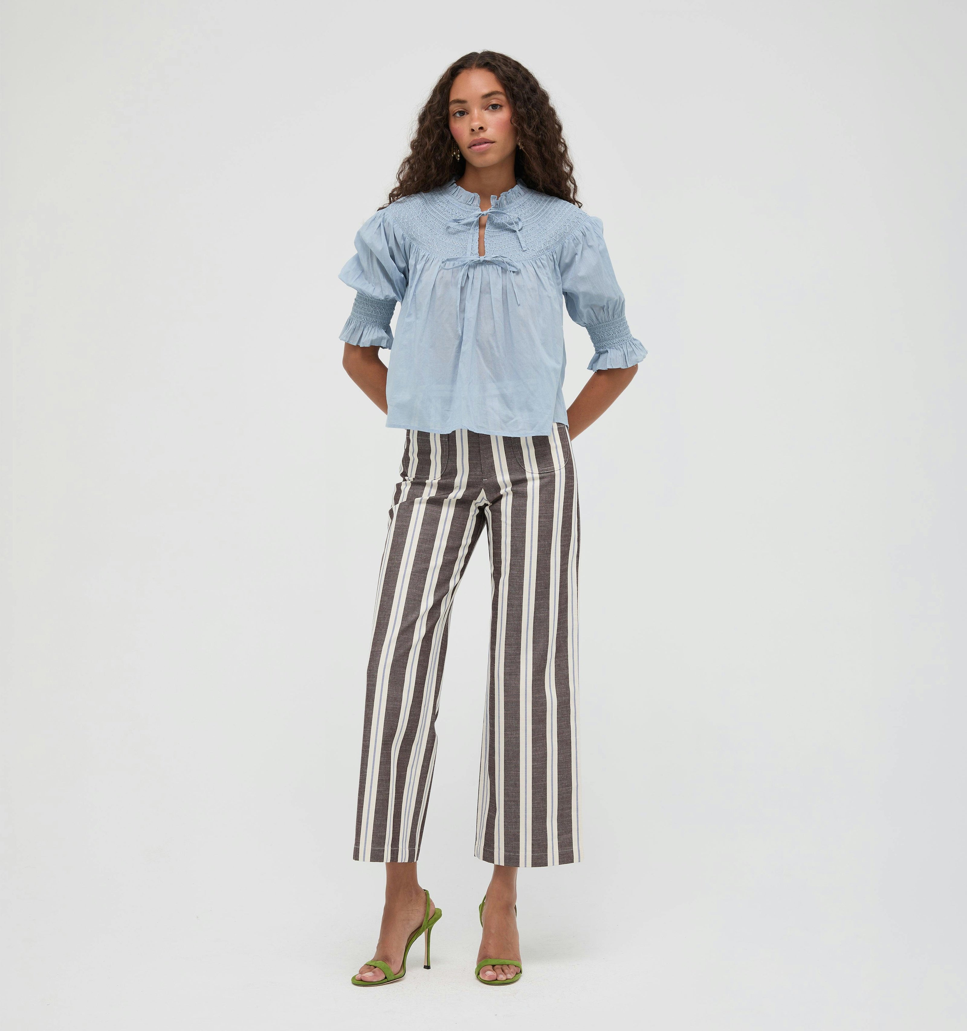 The Mindy Pant -  Coln Ticking Stripe Chocolate