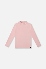 Brushed Rib Mock Neck Top Pale Dusty Pink