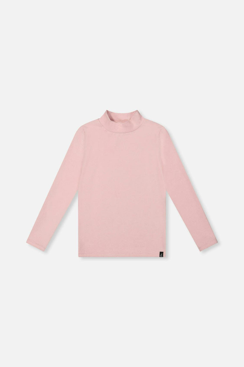 Brushed Rib Mock Neck Top Pale Dusty Pink