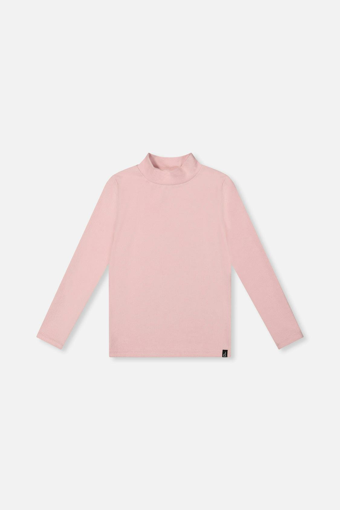 Brushed Rib Mock Neck Top Pale Dusty Pink
