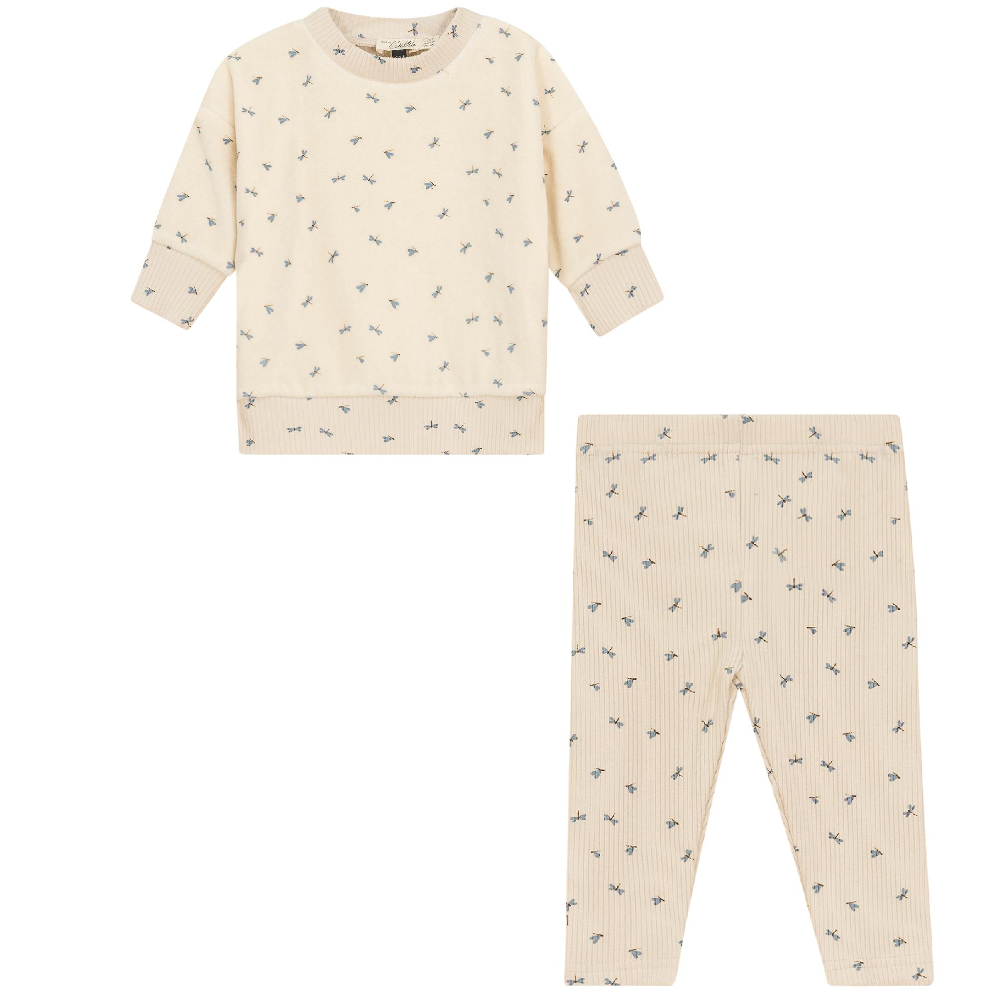 Firefly Printed Ribbed Elastic Waist Top and Leggings Two Piece Set