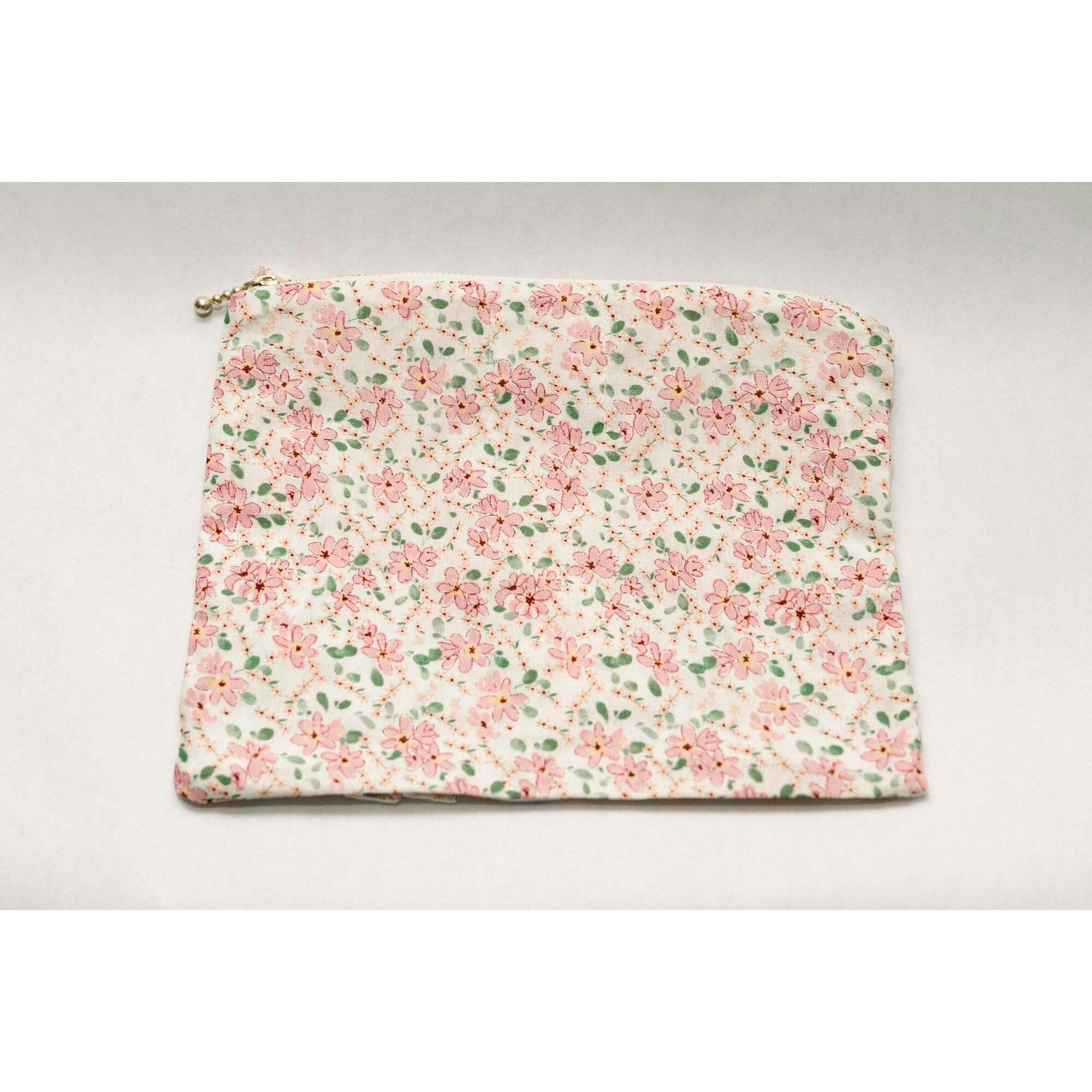 Peach Blossom Timeless Floral Ruffle Zipper Pouch