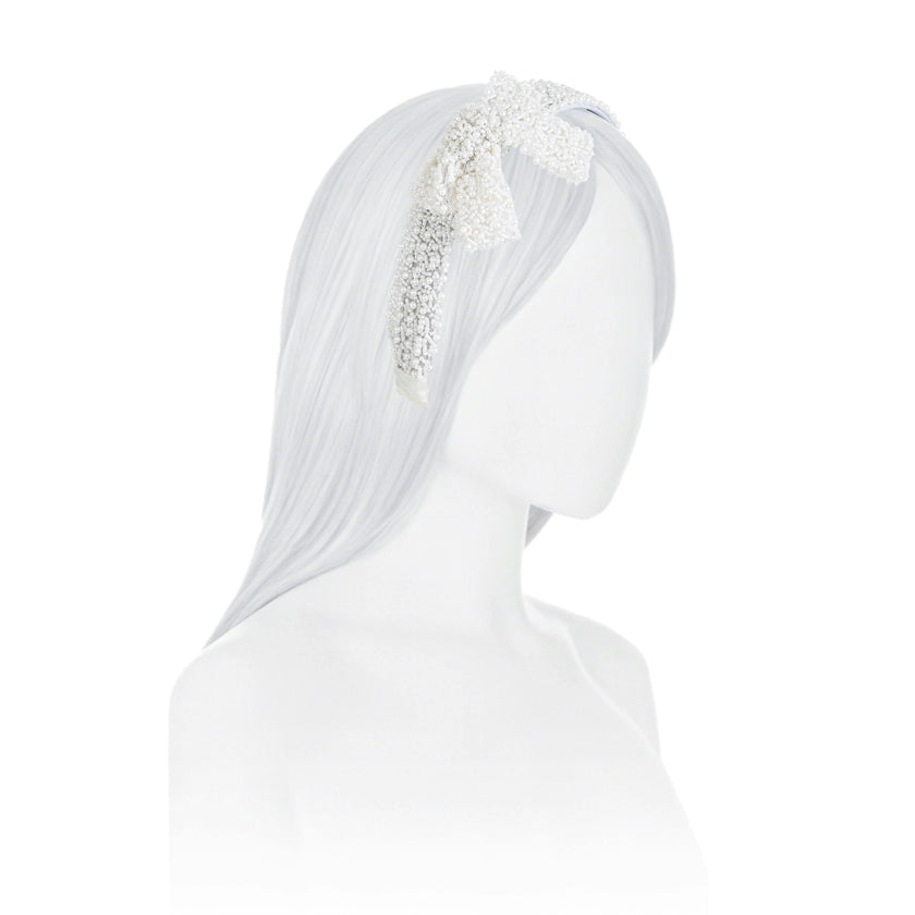 White Pearl Bow Headband
