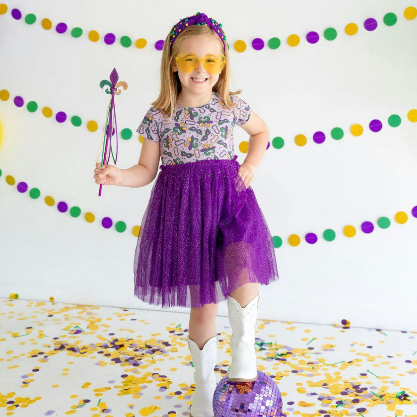 Mardi Gras Short Sleeve Tutu Dress