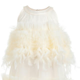 Cream Delara Feathered Tiered Dress