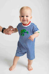 Stripe Knit Shortall With Lizard