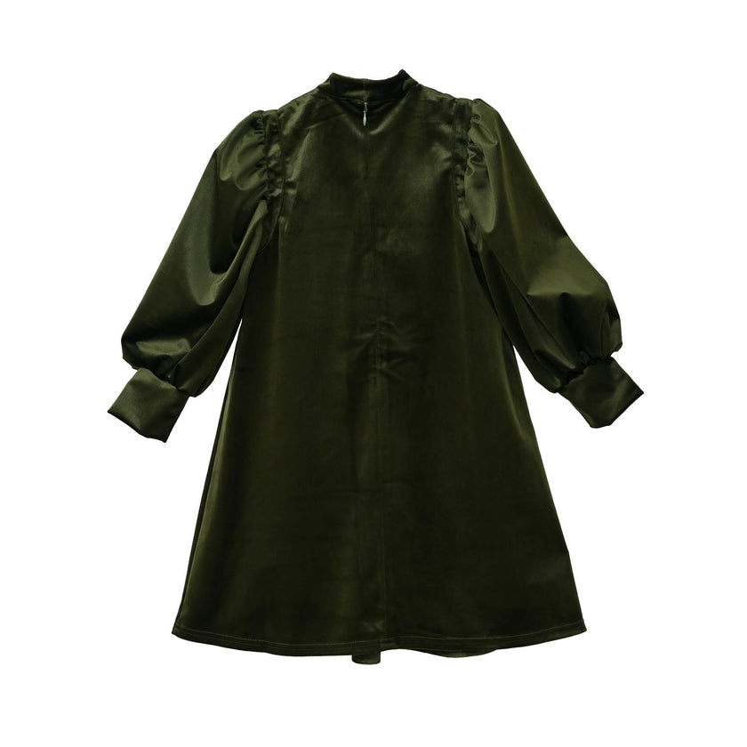 Rachel dress (olive-green velvet)