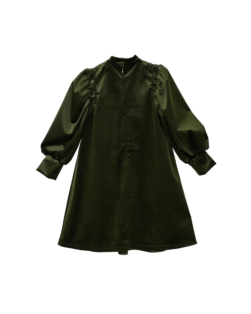 Rachel dress (olive-green velvet)