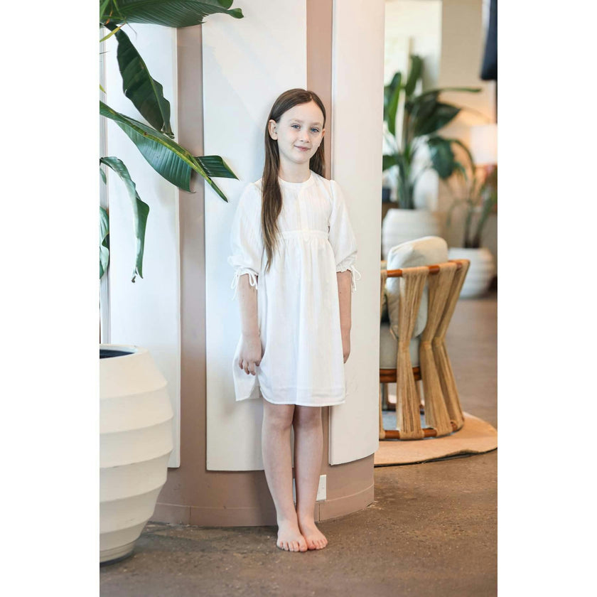 Striped Faux Tab 3/4 Sleeve Dress