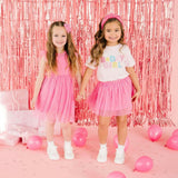 Raspberry Rhinestone Short Sleeve Tutu Dress