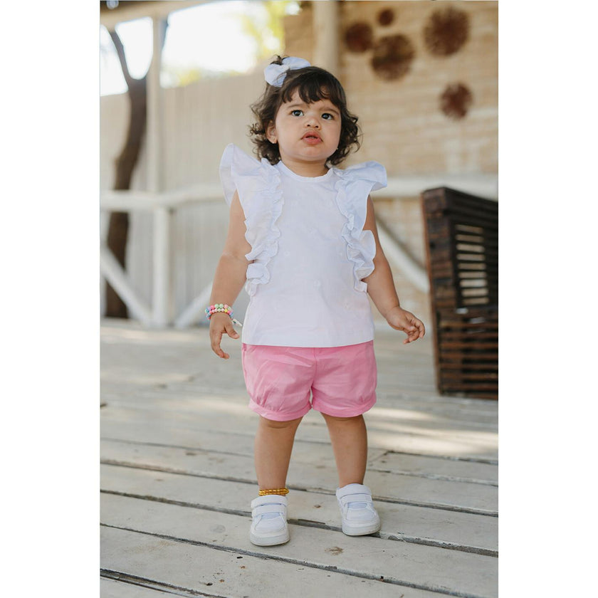 Ruffle Sleeve Short Set