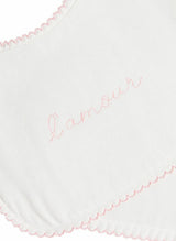 Baby gift set wonder blanket and Love Language  bib and burp cloth with Peacock Tuckling