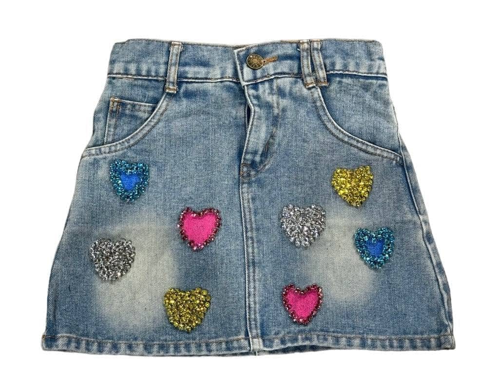 Women's Sparkle Heart Denim Skirt