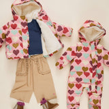 Girls Ruffle Pete Puffer - Multi Harvest Hearts