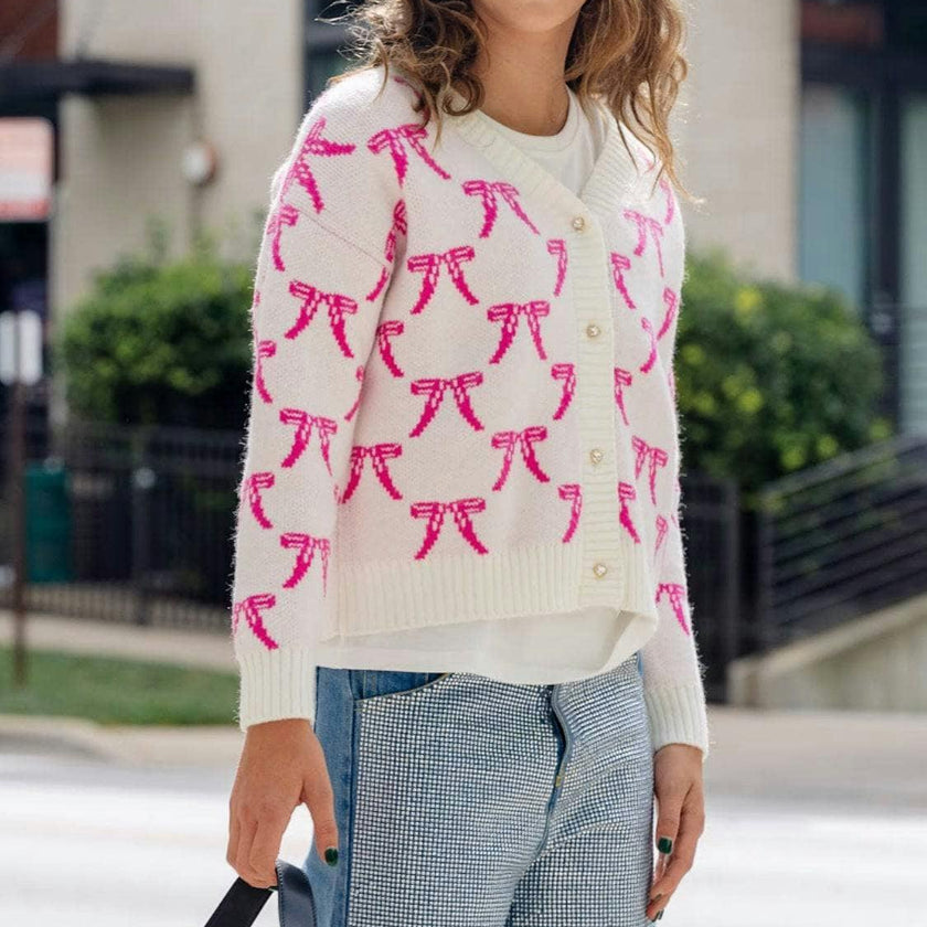 Pretty in Pink Bow Cardigan