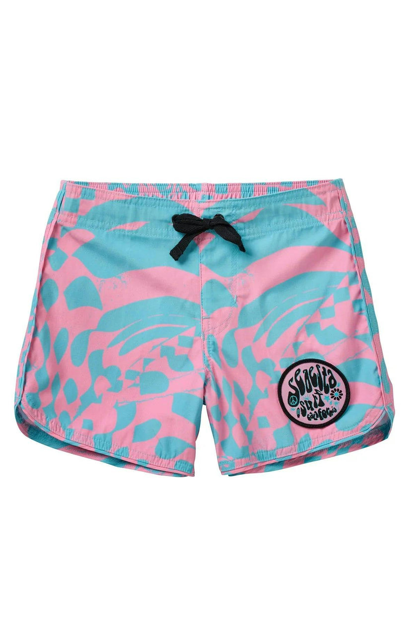 Seaesta Surf Boys Boardshorts – Scallop Retro Flare in Hazy Daze Bubblegum