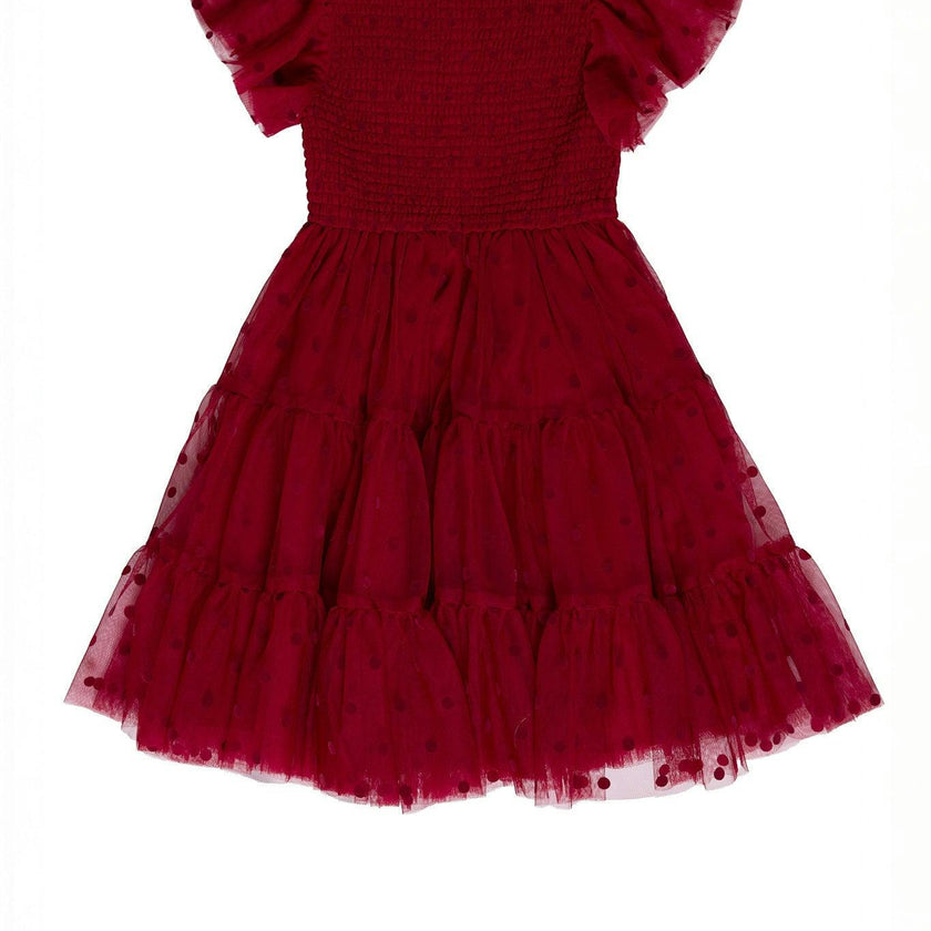 Mini Solange Dress in Burgundy Tulle