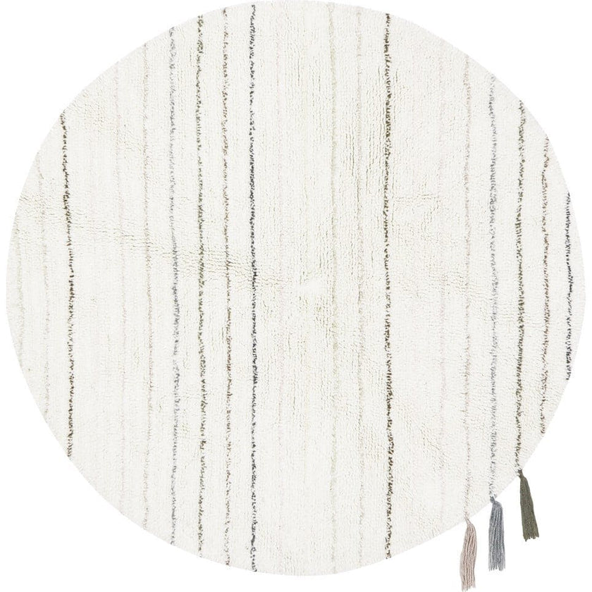 Arona Round Woolable Rug With Tri-Color Tassels