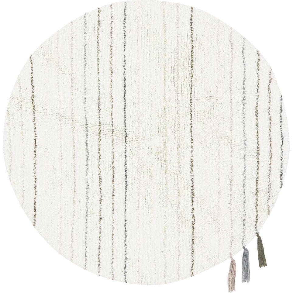 Arona Round Woolable Rug With Tri-Color Tassels