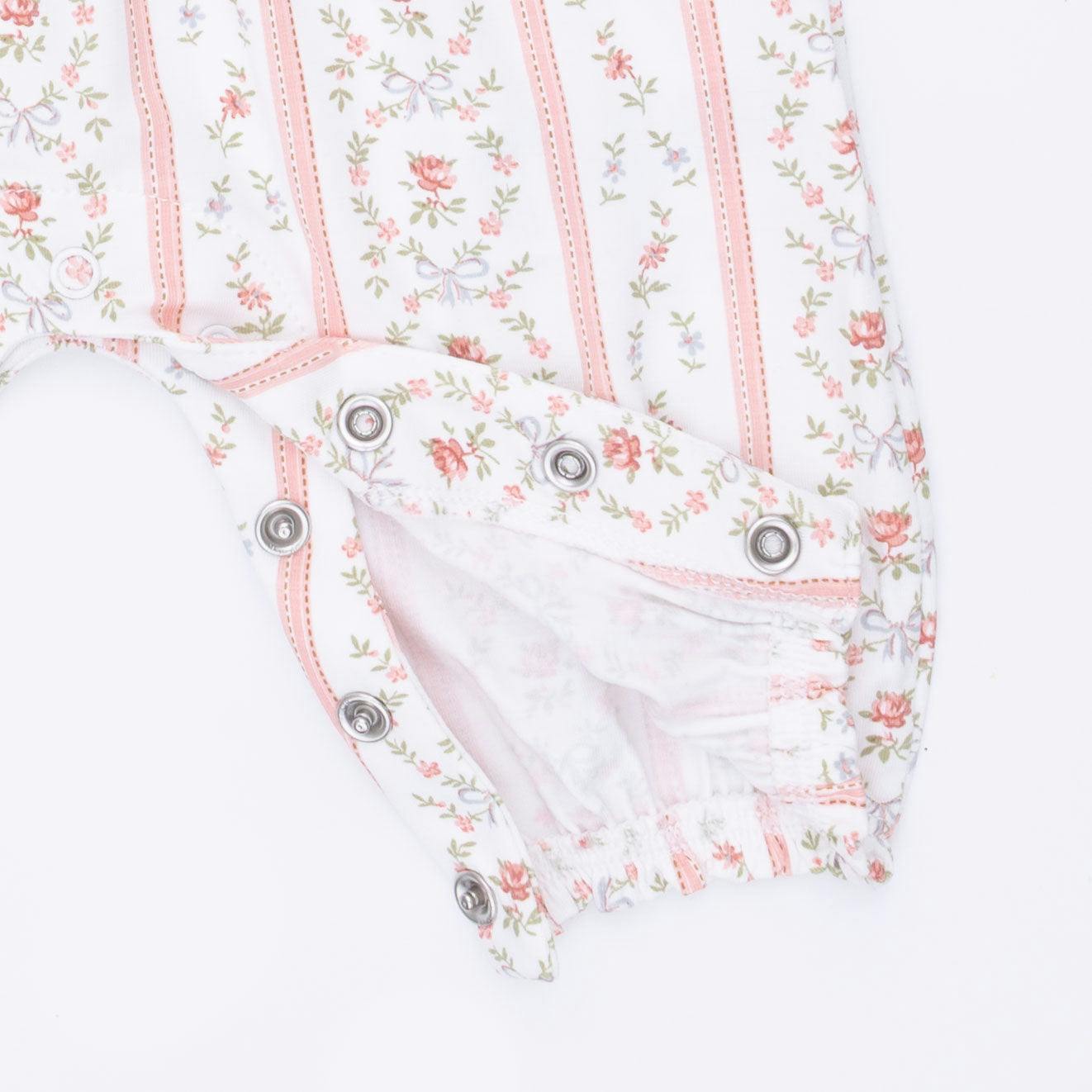 Marnie Rosebud Stripe - Long Sleeve Petal Ruffle Romper