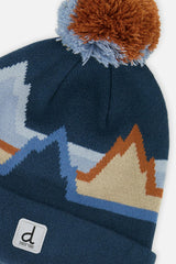 Winter Knit Hat With Pompom Blue Mountain Jacquard