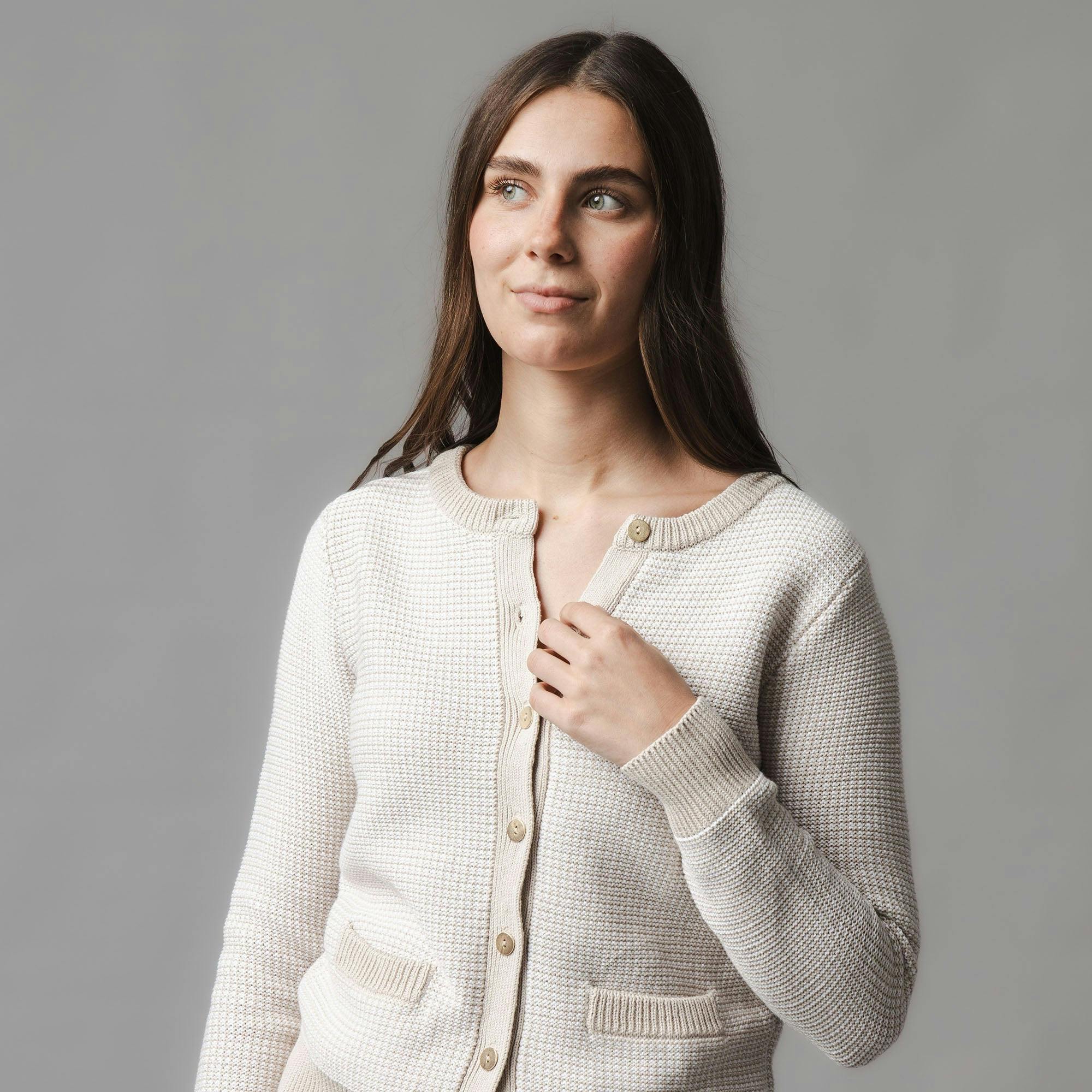 Organic Tweed Sweater Cardigan