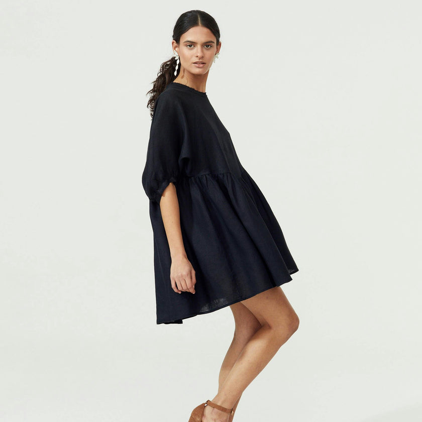 Alcala Linen Dress - Black