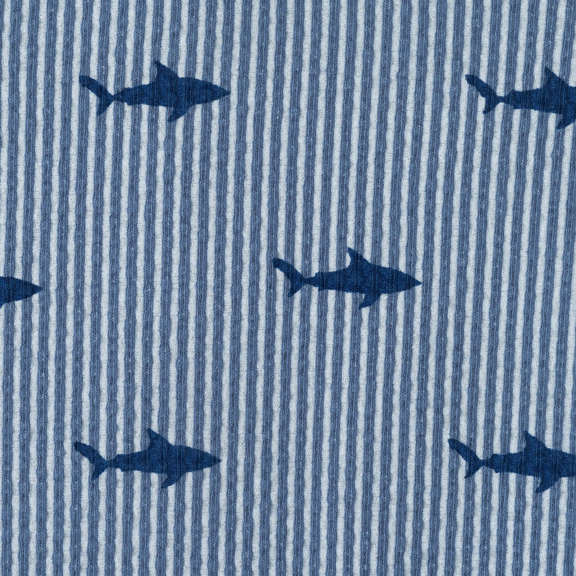Infant Boys Short Sleeve Cabana Set | Navy Stripe Shark