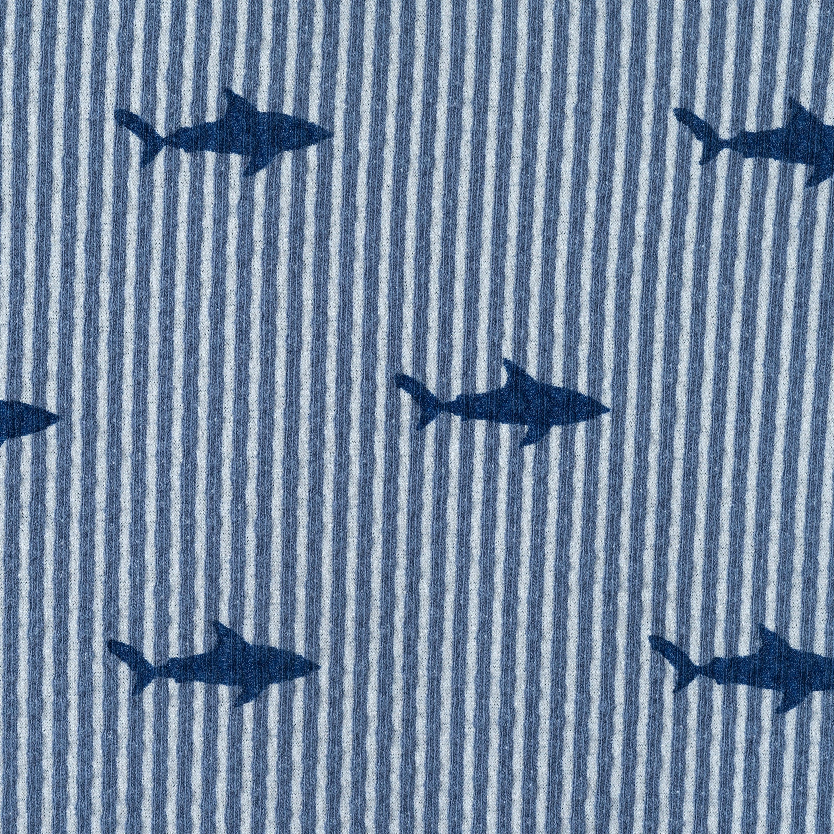 Infant Boys Short Sleeve Cabana Set | Navy Stripe Shark