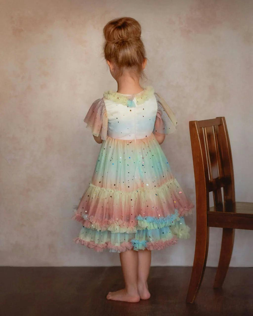 Pastel Stardust Layered Tulle Birthday Dress for Girls