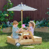 Teamson Kids Sorrento Wooden 2-in-1 Picnic Table with Sandbox & Umbrella