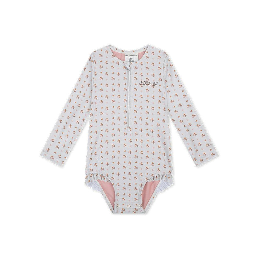 UV Swimsuit Girls With Long Sleeves - Old Pink - Cozy Hearts